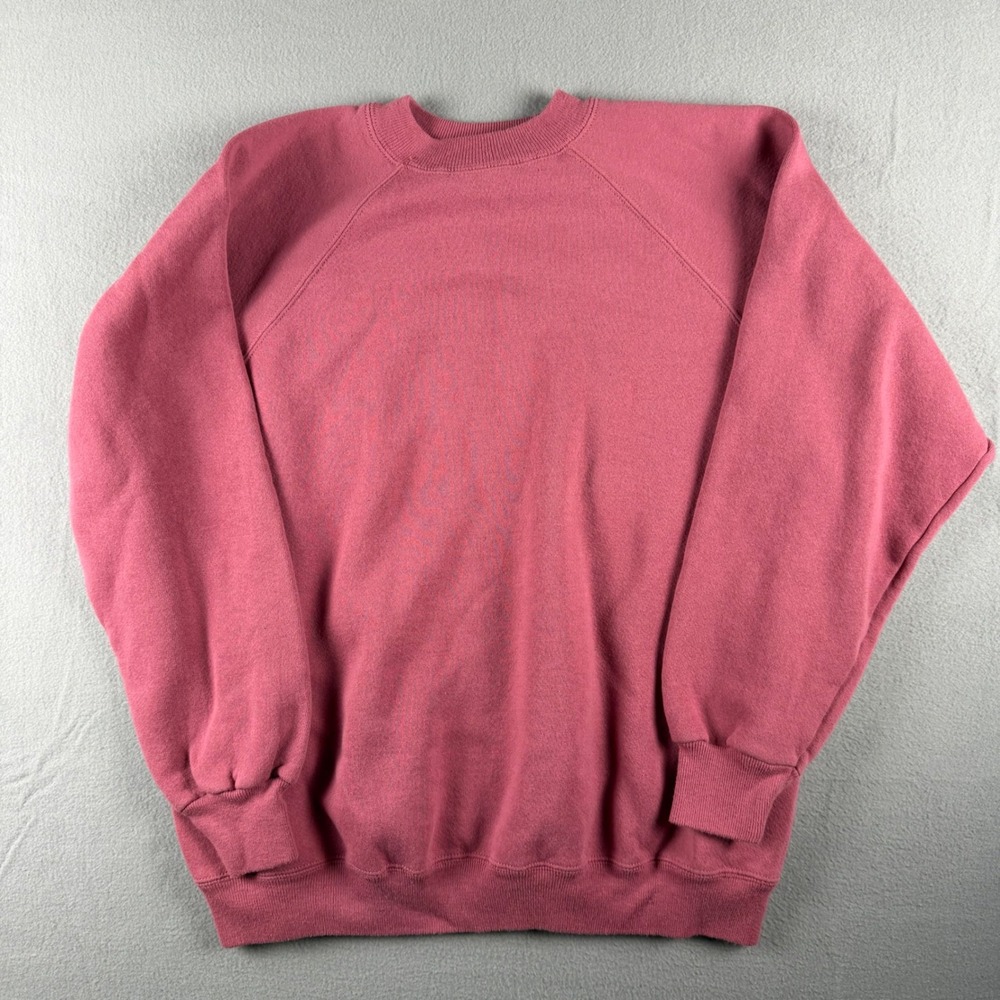 Vintage Hanes Her Way Pink Raglan Crewneck Sweatshirt XL Made in Mexico